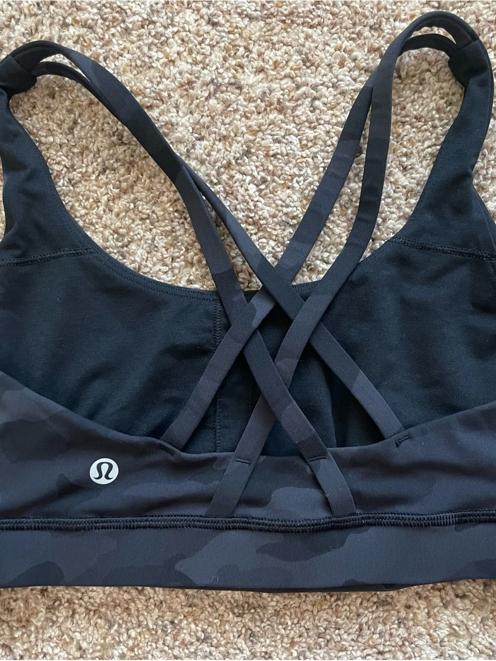 lululemon athletica Black Camo Energy Sports Bra
